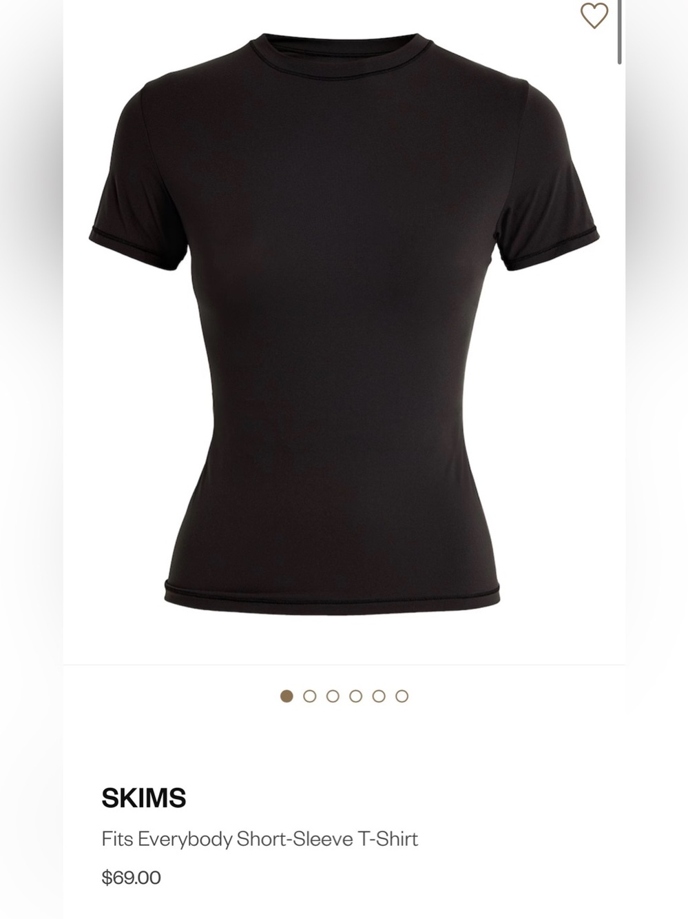 SKIMS Black Short Sleeve Crewneck Tee